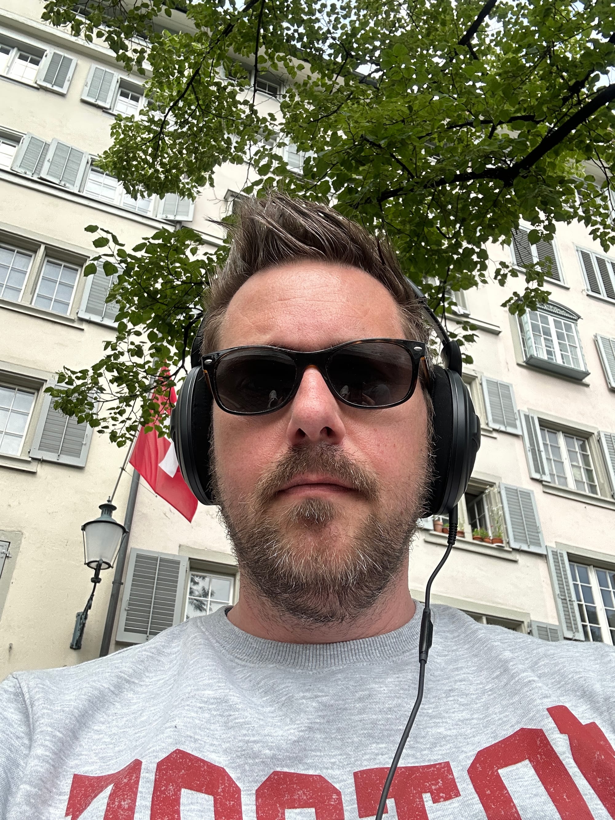 A selfie of Rob Lambert recording church bells in Zurich