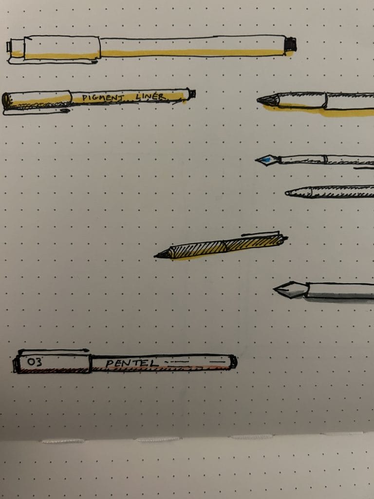 A graphic of some pens on a page