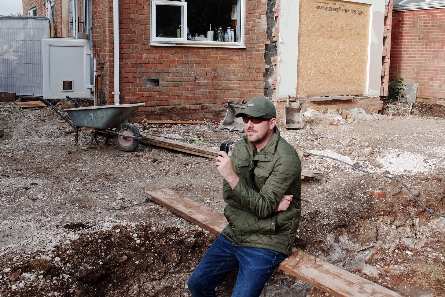 Rob Lambert during the house build
