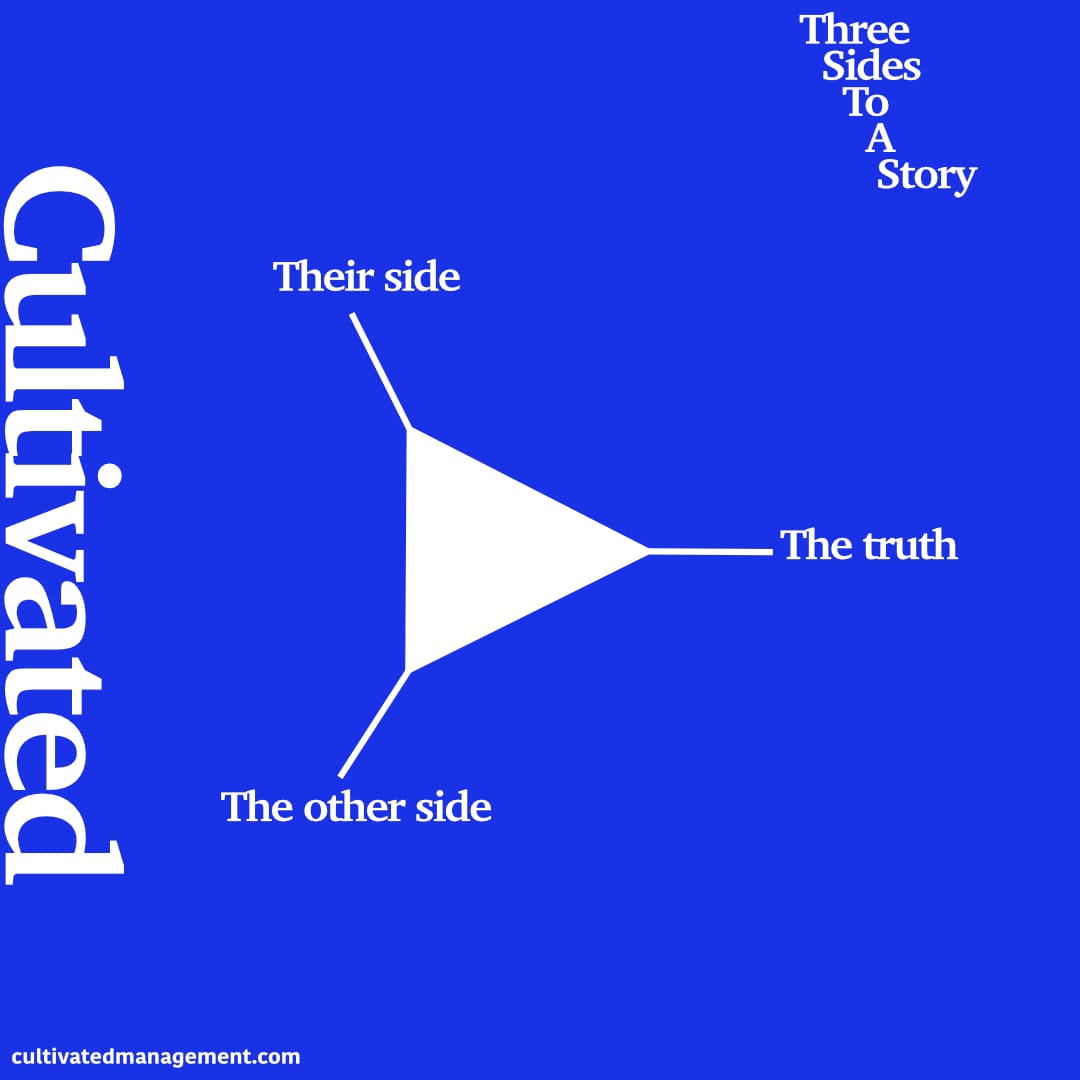A graphic poster showing the three sides to the truth