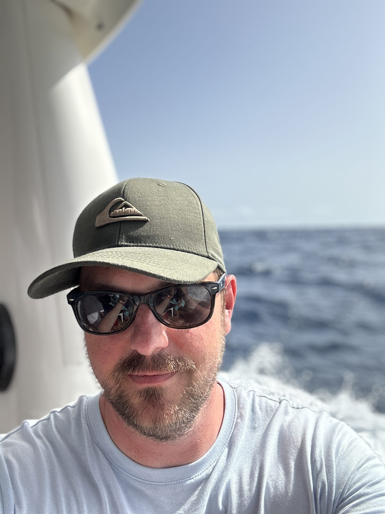 A selfie of Rob Lambert on a boat