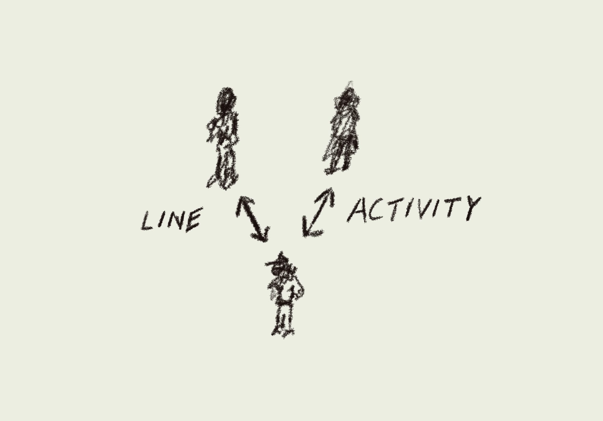 A drawing showing an employee with two managers that they report to