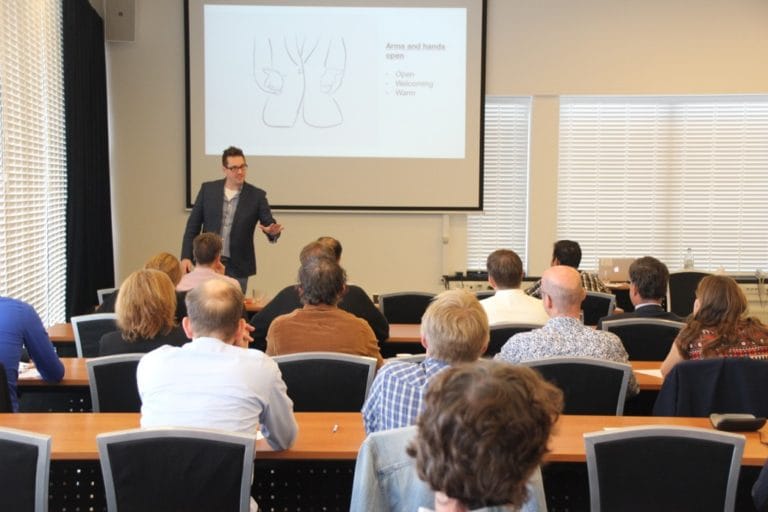 A photo of Rob Lambert presenting his effective communication skills workshop