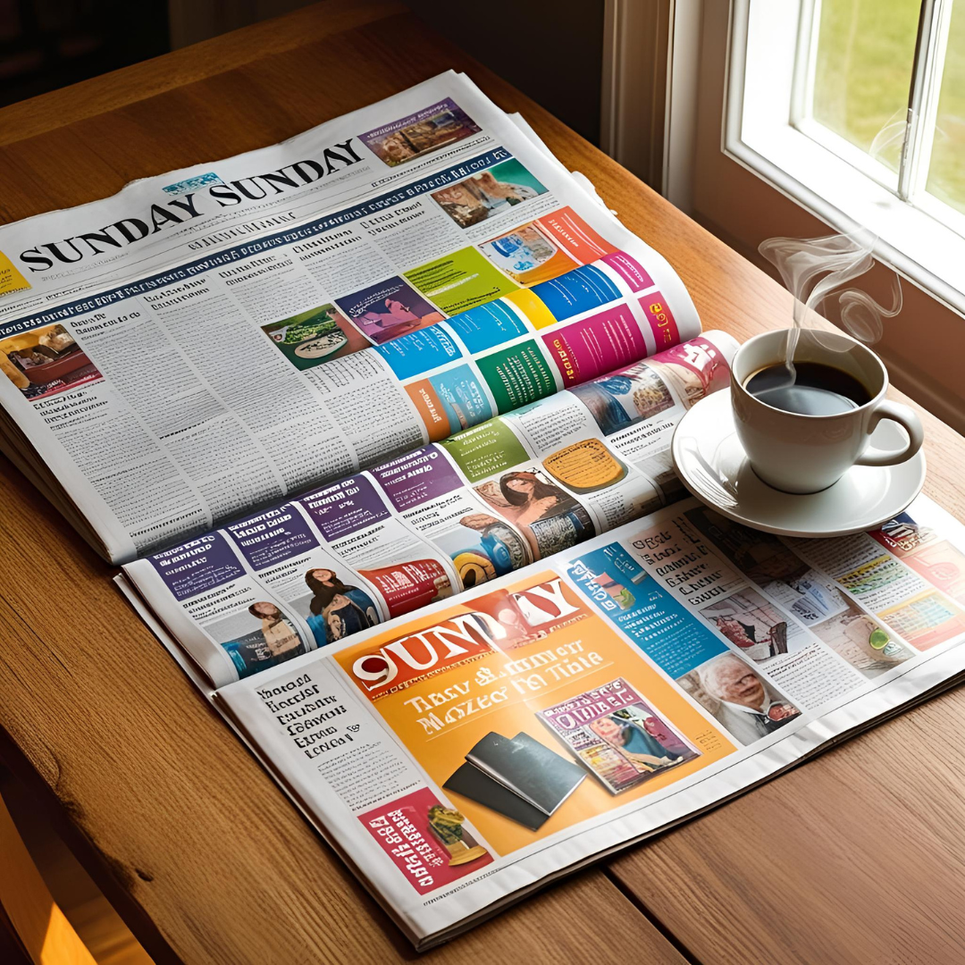 An AI generated image of a broadsheet newspaper from Canva