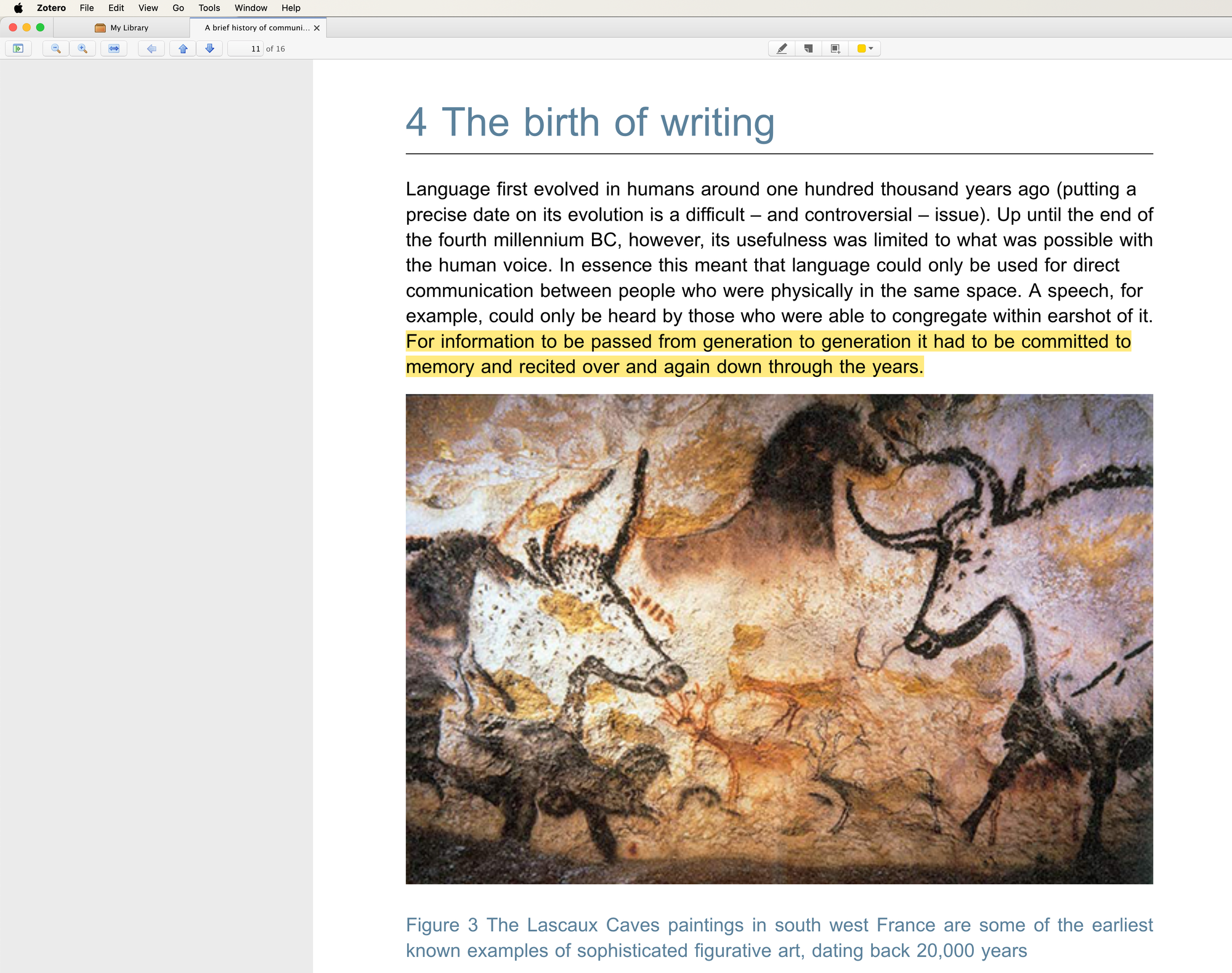 Screenshot showing a course PDF opened in Zotero with my highlighting.