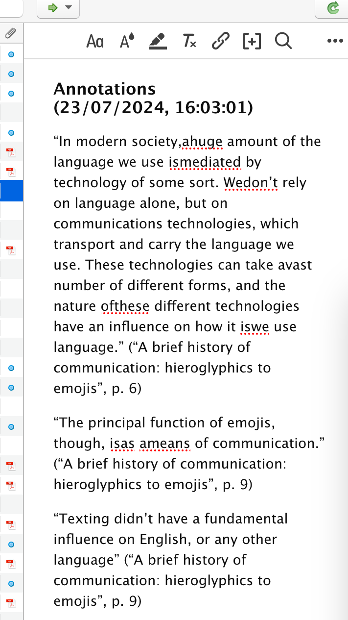 A screenshot of the note created from the highlights.